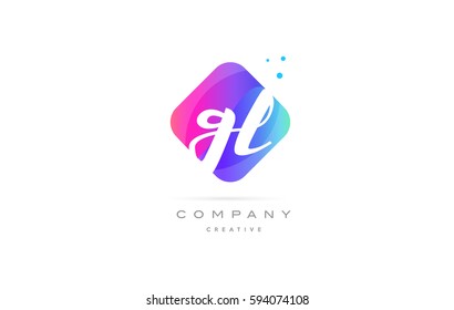 gl g l  pink blue rhombus abstract 3d alphabet company letter text logo hand writting written design vector icon template 