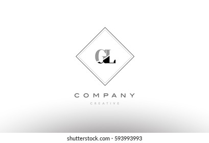 gl g l  retro vintage black white alphabet company letter logo line design vector icon template 