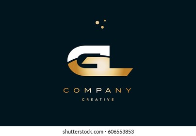 gl g l  white yellow gold golden metal metallic luxury alphabet company letter logo design vector icon template