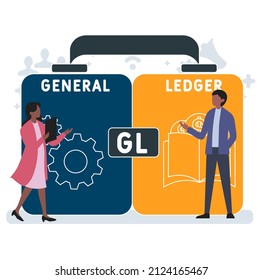 GL - General Ledger acronym. business concept background.  vector illustration concept with keywords and icons. lettering illustration with icons for web banner, flyer, landing pag