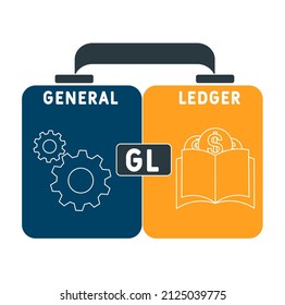 GL - General Ledger acronym. business concept background.  vector illustration concept with keywords and icons. lettering illustration with icons for web banner, flyer, landing pag