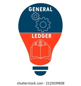 GL - General Ledger acronym. business concept background.  vector illustration concept with keywords and icons. lettering illustration with icons for web banner, flyer, landing pag