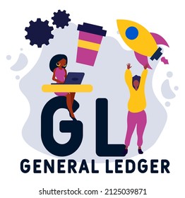 GL - General Ledger acronym. business concept background.  vector illustration concept with keywords and icons. lettering illustration with icons for web banner, flyer, landing pag