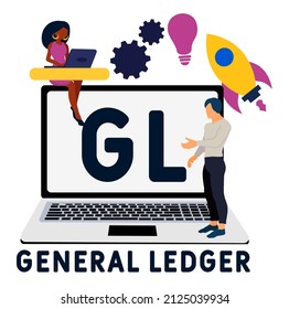 GL - General Ledger acronym. business concept background.  vector illustration concept with keywords and icons. lettering illustration with icons for web banner, flyer, landing pag