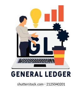 GL - General Ledger acronym. business concept background.  vector illustration concept with keywords and icons. lettering illustration with icons for web banner, flyer, landing pag