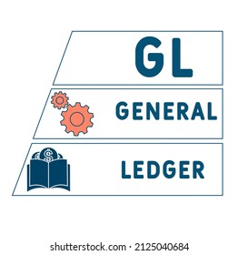 GL - General Ledger acronym. business concept background.  vector illustration concept with keywords and icons. lettering illustration with icons for web banner, flyer, landing pag