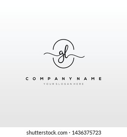 GL handwriting initial logo template vector.