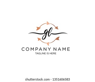 GL handwriting initial  logo vector