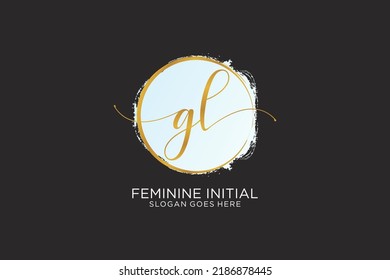 GL handwriting logo with circle template vector signature, wedding, fashion, floral and botanical with creative template.