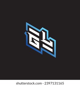 GL initial gaming team, youtube, twitch and clipart stock illustration logo