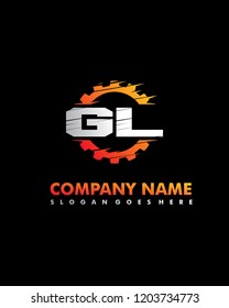 GL Initial with gear template vector