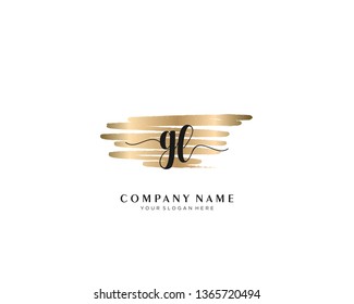 GL initial handwriting logo with brush gold color template vector