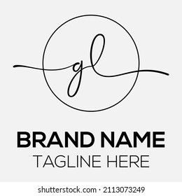 gl initial handwriting logo, circle template vector, gl logo, luxury logo, elegant logo.