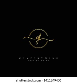 GL initial handwriting logo template vector