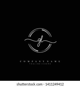 GL initial handwriting logo template vector