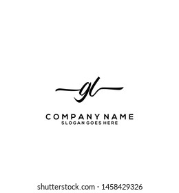 GL Initial handwriting logo template vector