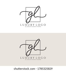 GL Initial handwriting logo template vector
