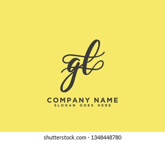 GL Initial Handwriting Logo Vector