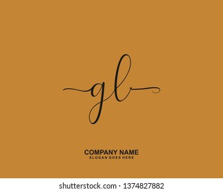 GL Initial Handwriting Logo Vector