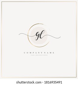 GL Letra inicial logotipo de escritura a mano modelo vector, logotipo para belleza, cosmética, boda, moda y negocio	