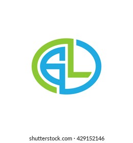 GL initial letters looping linked ellipse logo blue green