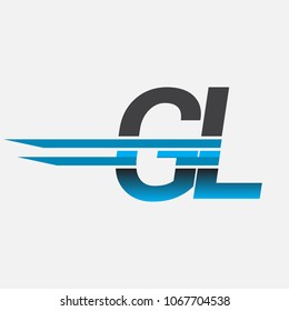 GL initial logo company name colored black and blue, Simple and Modern Logo Design.