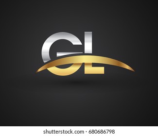 GL initial logo company name colored gold and silver swoosh design. vector logo for business and company identity.
