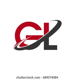 GL initial logo company name colored red and black swoosh design, isolated on white background. vector logo for business and company identity.