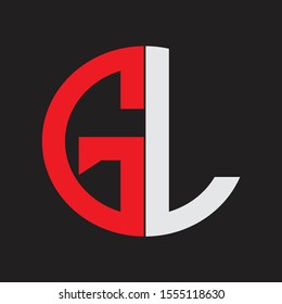 GL Initial Logo design Monogram Isolated on black background