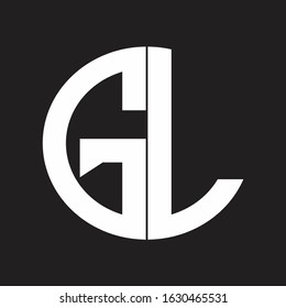 GL Initial Logo design Monogram Isolated on black and white