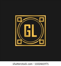 GL initial logo. Luxury ornament crown logo.