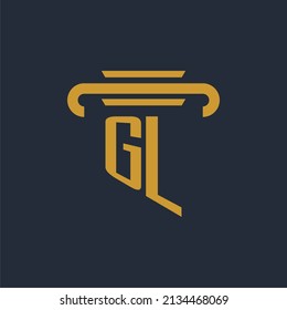 GL initial logo monogram with pillar icon design vector image