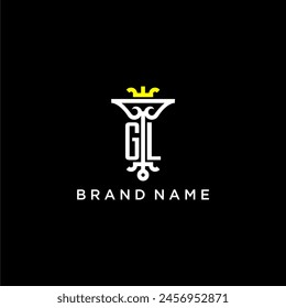 GL initial monogram brand logo design for crown vector image