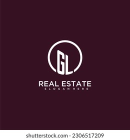 GL initial monogram building logo for real estate with creative circle style design