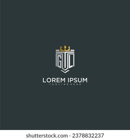 GL initial monogram for crown and shield logo design