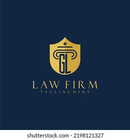 GL initial monogram elegant lawfirm logo with pillar and shield image design