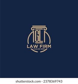 GL initial monogram for law firm with creative circle line