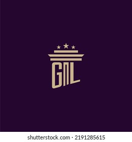 GL initial monogram logo design for lawfirm lawyers with pillar vector image