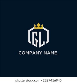 GL initial monogram logo design for hexagon style  crown elegant image