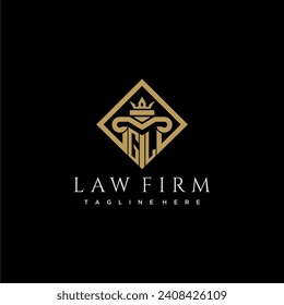 GL initial monogram logo for lawfirm with pillar in creative square design