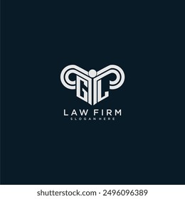 Bufete de abogados de logotipo de monograma inicial GL con diseño de pilar