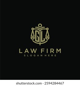 GL initial monogram logo for lawfirm with scale vector design