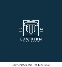 GL initial monogram logo for lawfirm with pillar design in creative square