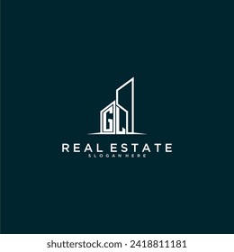 GL initial monogram logo real estate with building style design vector