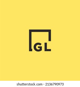 GL initial monogram logo with square style design