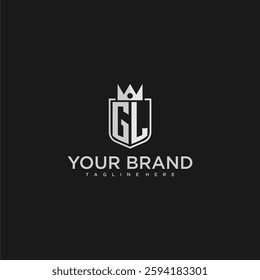 GL initial monogram shield and crown vector image