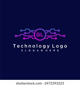 Monograma inicial GL para el logotipo de la tecnología con el diseño del estilo del círculo