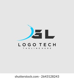 Monograma inicial do GL para design de logotipo de tecnologia