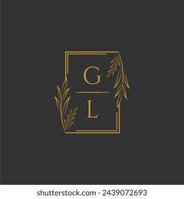 GL initial monogram wedding with creative square line