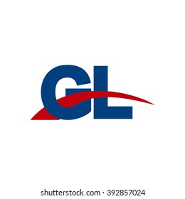 GL initial overlapping swoosh letter logo blue red